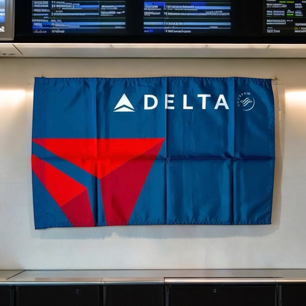 Delta Air Lines Special Commercial Use Of Flag Banner 25in X 15in Navy New